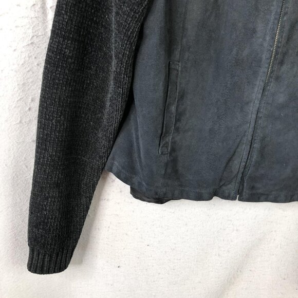 Montanaco Jacket Womens M Black Leather Knit Sleeves Studded Southwestern Boho - Picture 11 of 16